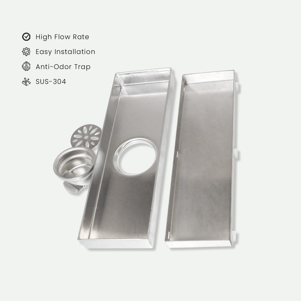 11.8 3.9 Inch Tylo Tile Insert Shower Drain Channel SS304 Floor Drain for Bathroom   Cockroach Trap   D B Bathware       300MMTYLO 4470830