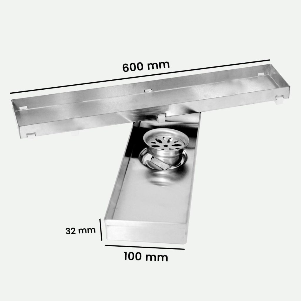 23.6 3.9 Inch Tylo Tile Insert Shower Drain Channel SS304 Floor Drain for Bathroom   Cockroach Trap   D B Bathware       600MMTYL 4471031